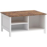 HOMCOM Cufăr de Depozitare 80x60x40 cm, cu Capac Rabatabil, Rafturi Deschise și Compartiment Ascuns, Maro Rustic | Aosom Romania