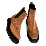 Ghete dama din piele intoarsa cu talpa extralight Camel Linda