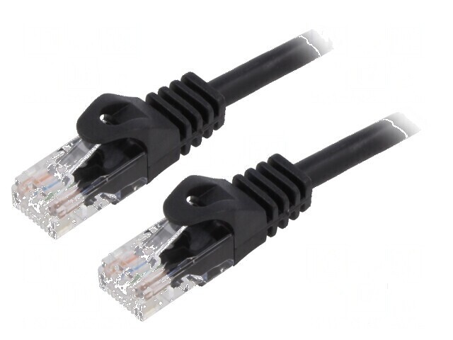 Patch cord U/UTP 6 litat CCA PVC negru 1,5m 26AWG