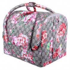 Geanta make-up motiv floral GMU01, piele sintetica, multicolor foto