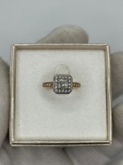 INEL AUR Roze 18K + 1 Diamant = 0.50CT - Princess Cut + 34 Diamante = 0.70CT !