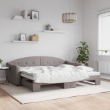 Cumpara ieftin Pat de zi cu extensie, gri taupe, 90x200 cm, textil