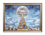 Cumpara ieftin Stefan Bilibou: Tablou suprarealist inramat pictat manual, Scara cunoasterii, 75x55cm ulei pe panza, rama din lemn, certificat de autenticitate