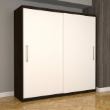 Dulap Dormitor Nova Eco 200 cm x 200 cm fara oglinda, wenge cu usi glisante albe