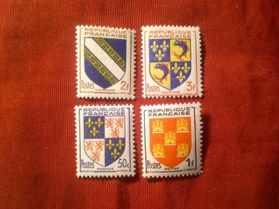 Serie mica Franta 1953 - Embleme provincii 4 valori (din 6 val) foto
