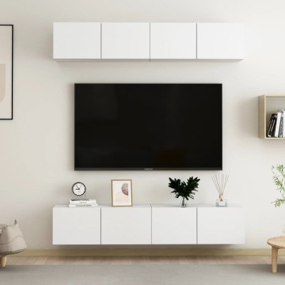 vidaXL Comode TV, 4 buc., alb, 80x30x30 cm, lemn compozit 3074451 foto