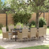 Cumpara ieftin Set de masă pentru grădină cu pernă 9 pcs Bej Rattan poli