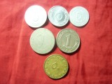 6 Monede Algeria , 1964-1974 , aluminiu , bronz , nichel , cal. F.Buna