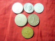 6 Monede Algeria , 1964-1974 , aluminiu , bronz , nichel , cal. F.Buna