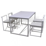 Set masă și scaune de bucătărie, 5 piese, alb, Set masa si scaune, 4 scaune, vidaXL