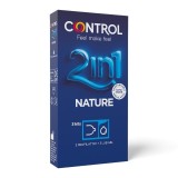 Kit prezervative CONTROL 2 in 1 Nature, conține prezervativ + gel lubrifiant, din latex, diametru 54 mm, 3 buc.