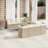 VidaXL Set canapele de grădină, 9 piese, cu perne, bej, poliratan