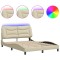 Cadru de pat cu LED fara saltea Hvar crema 140x190 cm tesatura