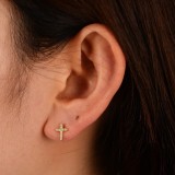 Cumpara ieftin Cercei din Argint 925 Placati cu Aur, Model Cruce cu Zirconiu , , zSacred Light,