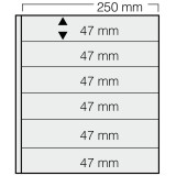 Set 5 folii transparente, Garant, cu 6 buzunare de 47 x 250 mm