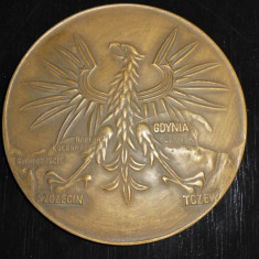 Medalion placheta bronz Polonia 50 ani de Educatie maritima 1970 68 mm