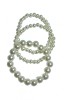 B361. Set din 3 bratari circulare din perle medii si mici, perle albe, 16 cm, RavariuArt