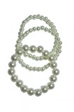 B361. Set din 3 bratari circulare din perle medii si mici, perle albe, 16 cm, RavariuArt