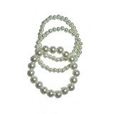 B361. Set din 3 bratari circulare din perle medii si mici, perle albe, 16 cm