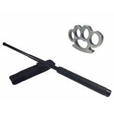 Set baston telescopic Police, 49 cm + box argintiu 1 cm grosime
