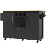 Insulă de bucătărie cu masă rabatabilă, Negru | Aosom Romania