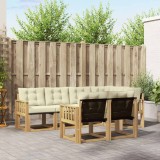 vidaXL Set 7 piese canapele gradina exterior Alb Crem Lemn Acacia Textilene Pernă Confortabilă