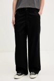 Vans pantaloni culoarea negru, lat, high waist, VN000HGKBLK1