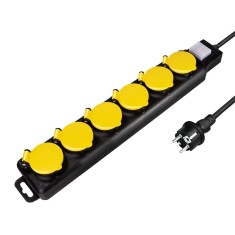 PRELUNGITOR LOGILINK, Schuko x 6, conectare prin Schuko (T), cablu 1.5 m, 16 A, protectie stropire cu apa, negru/ galben, &quot;LPS256&quot; (timbru verde 0.18