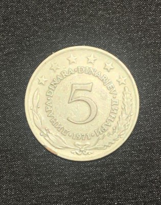 Moneda 5 dinari 1971 Iugoslavia foto