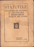K1008 Statutele Reuniunei de lectura a meseriasilor romani din Lugoj 1920