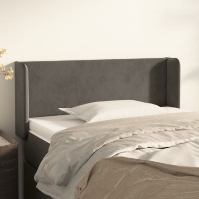 vidaXL Tăblie de pat cu aripioare gri &amp;icirc;nchis 83x16x78/88 cm catifea 3118519 foto