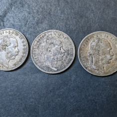Ungaria, Transilvania, Lot 3 monede 1 forint 1878, 879 si 881, argint, VF, UNC
