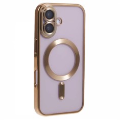 Husa compatibila cu IPhone 16, ALC MOBILE, pentru telefon mobil cu protectie pentru camera, Tehnologie MagSafe, rezistenta la socuri, contur Gold foto