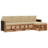 vidaXL Set de canapele de exterior cu pernă 5 pcs Natural și Bej 3384224