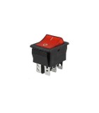 Intrerupator 6 poli ON-OFF 250V 16A 1 buton rosu cu retinere, Oem