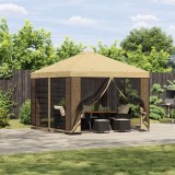 vidaXL Foișor de grădină cu pereți laterali 3 x 3 m Crem 900362