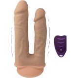 Vibrator dublu SILEX-D 8&rdquo; - 7&rdquo; Model 1, pentru dublă penetrare, 10 funcții de vibrație, lungimi 19.5 - 17.5 cm, culoarea pielii