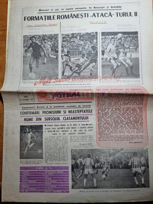 sportul 16 octombrie 1987-fc. bihor lider,victoria- tbilisi,steaua-nicosia