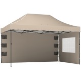 Outsunny Pavilion 3x4,3m, Acoperiș UPF50+, Pereți, Geantă cu Roți, Tenda Grădină, Maro Nisipiu | Aosom Romania