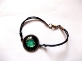 Bratara zodia rac verde si galben, bratara sticla si metal 39348