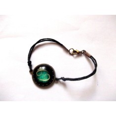 Bratara zodia rac verde si galben, bratara sticla si metal 39348