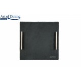 Platou ardezie HR-JT-30P, patrat cu&nbsp;doua manere din inox, 30x30cm, Heinner
