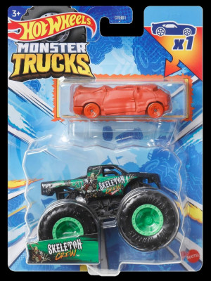 Hot wheels monster truck si masinuta metalica skeleton crew foto