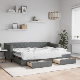 Cumpara ieftin Pat de zi cu extensie și sertare, gri &icirc;nchis, 80x200 cm textil