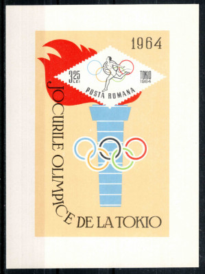 Romania 1964, LP 590, Jocurile Olimpice Tokyo, colita, MNH! foto
