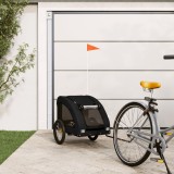 Remorcă Bicicletă Animale vidaXL, Negru, 137x68x72cm, Oxford/Fier, Max 45kg, Transport C&acirc;ini/Pisici