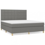 Cumpara ieftin Pat box spring cu saltea, gri inchis, 180x200 cm, textil