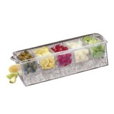 Suport condimente din acril, 5 compartimente, 37x14x12 cm