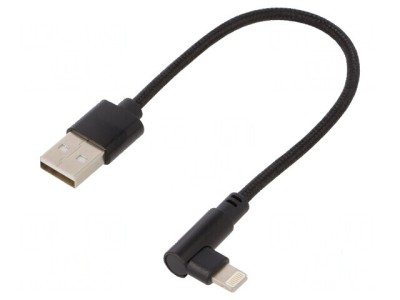 Cablu USB 2.0 Apple Lightning la USB A, 0,2m, unghi foto