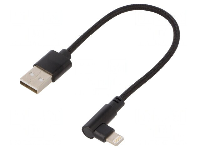 Cablu USB 2.0 Apple Lightning la USB A, 0,2m, unghi